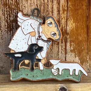 Saint Andrews Abbey ceramics vet Angel cat/dog ornament